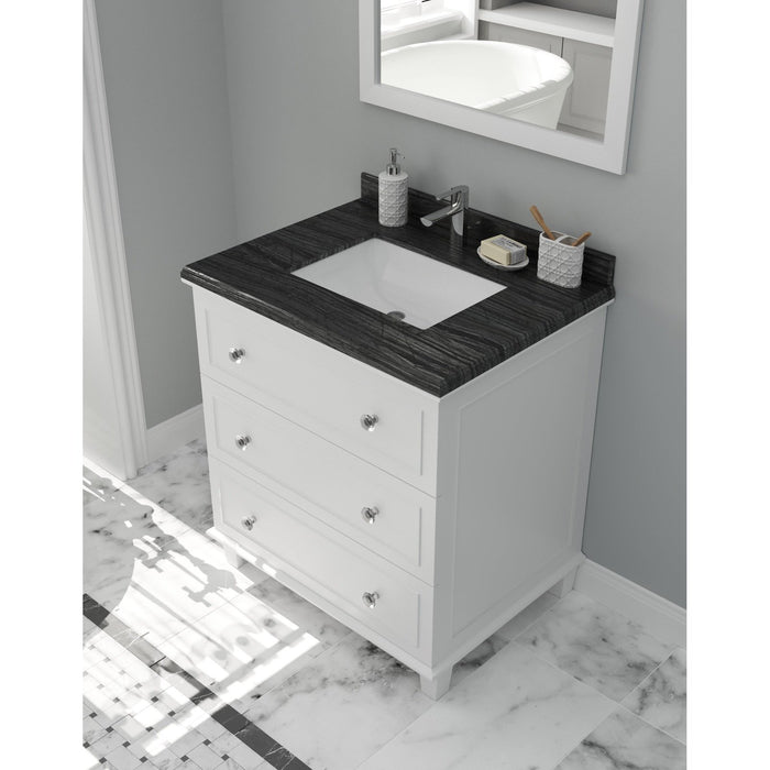 Laviva Luna 30" White Bathroom Vanity with Black Wood Marble Countertop 313DVN-30W-BW
