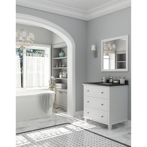 Laviva Luna 30" White Bathroom Vanity with Black Wood Marble Countertop 313DVN-30W-BW