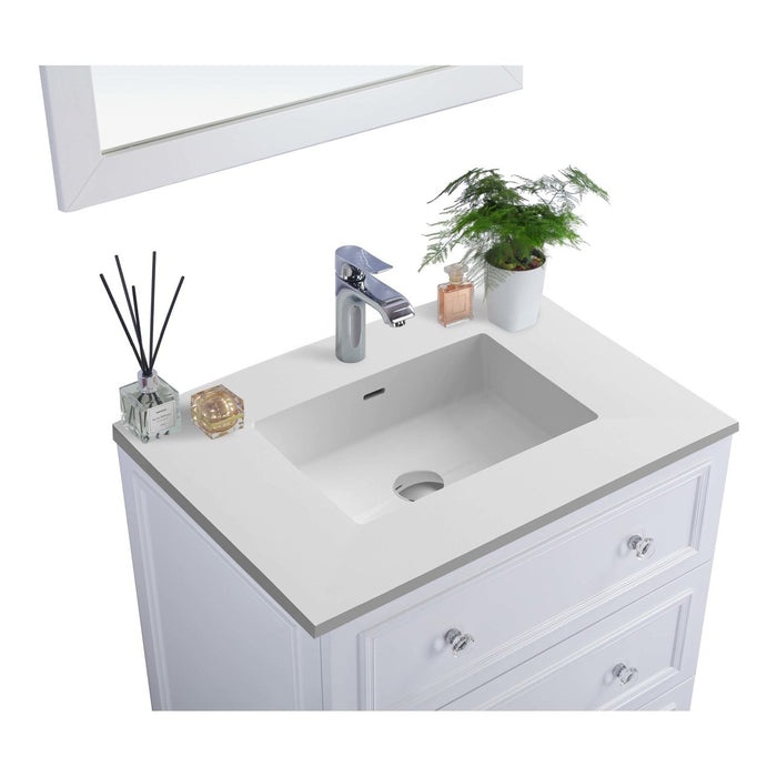 Laviva Luna 30" White Bathroom Vanity with Matte White VIVA Stone Solid Surface Countertop 313DVN-30W-MW