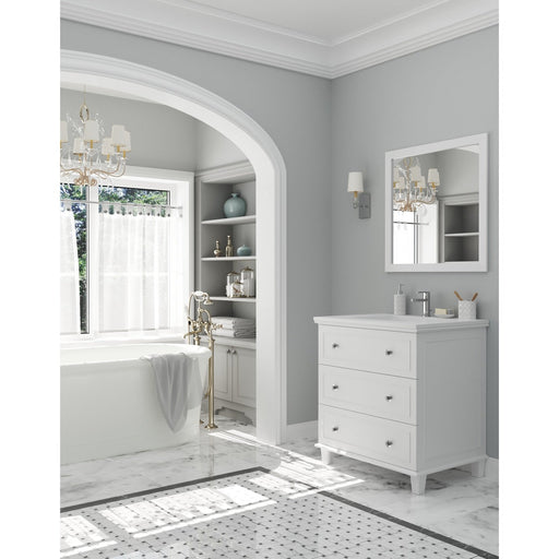 Laviva Luna 30" White Bathroom Vanity with Matte White VIVA Stone Solid Surface Countertop 313DVN-30W-MW