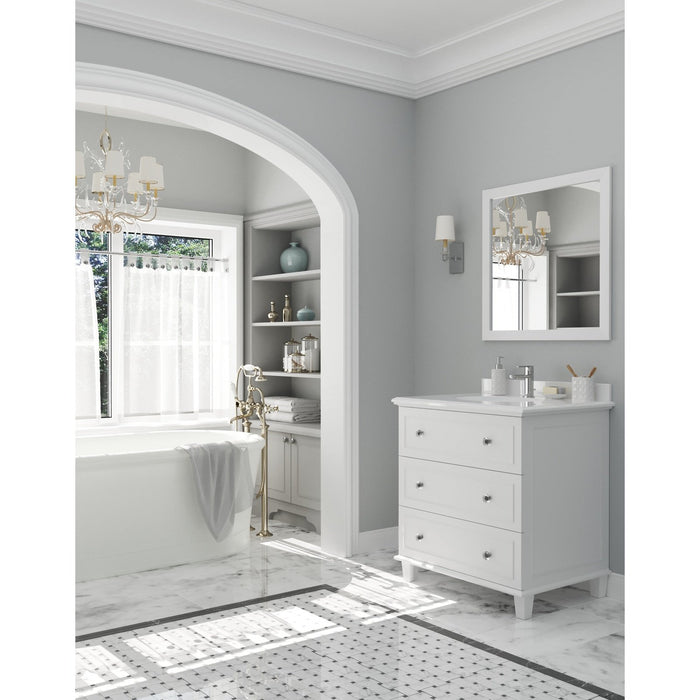 Laviva Luna 30" White Bathroom Vanity with Pure White Phoenix Stone Countertop 313DVN-30W-PW