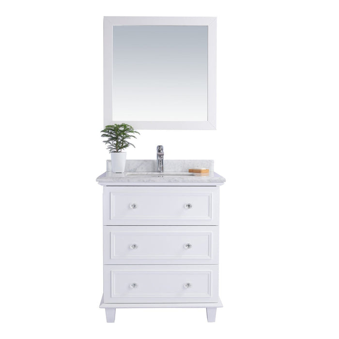 Laviva Luna 30" White Bathroom Vanity with White Carrara Marble Countertop 313DVN-30W-WC