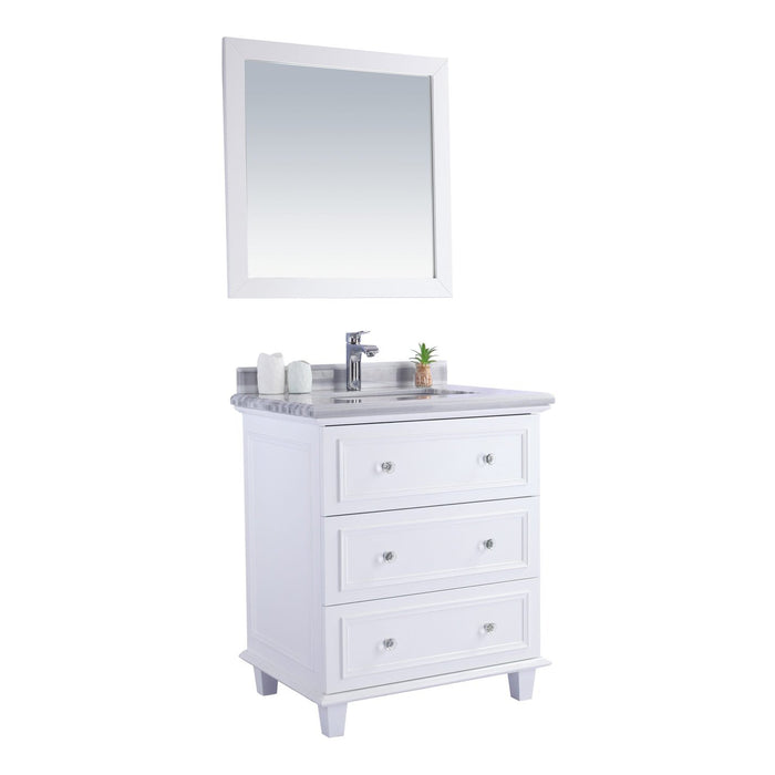 Laviva Luna 30" White Bathroom Vanity with White Stripes Marble Countertop 313DVN-30W-WS