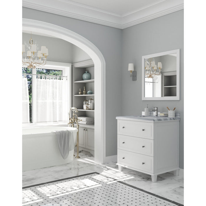 Laviva Luna 30" White Bathroom Vanity with White Stripes Marble Countertop 313DVN-30W-WS