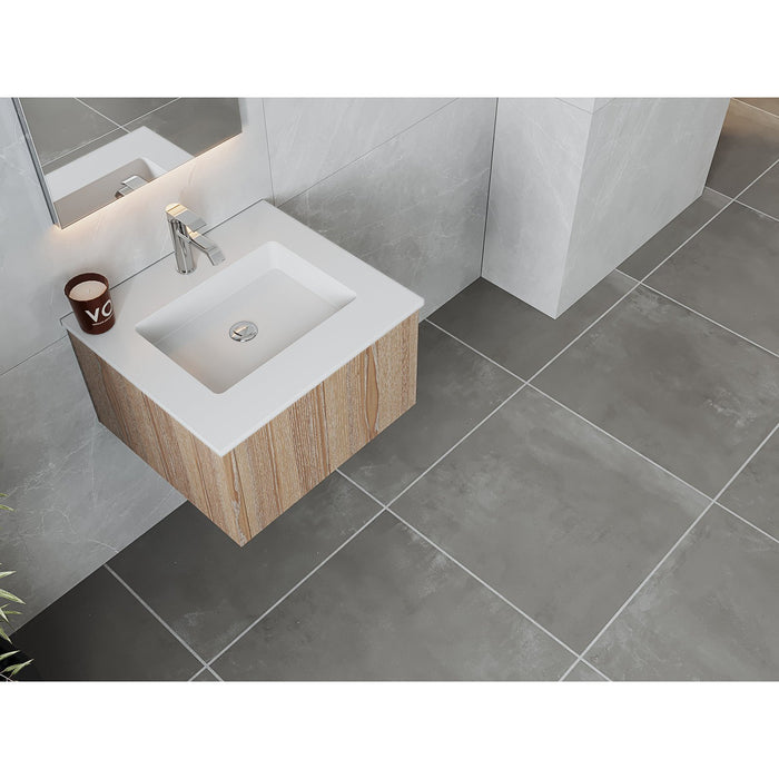 Laviva Legno 24" Weathered Grey Bathroom Vanity with Matte White VIVA Stone Solid Surface Countertop 313LGN-24WG-MW