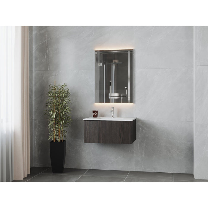 Laviva Legno 30" Carbon Oak Bathroom Vanity with Matte White VIVA Stone Solid Surface Countertop 313LGN-30CR-MW