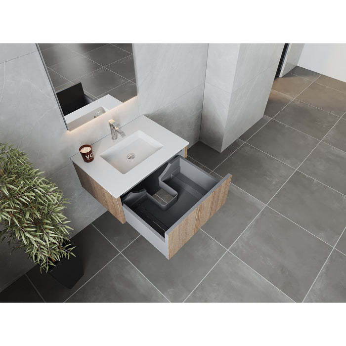 Laviva Legno 30" Weathered Grey Bathroom Vanity with Matte White VIVA Stone Solid Surface Countertop 313LGN-30WG-MW