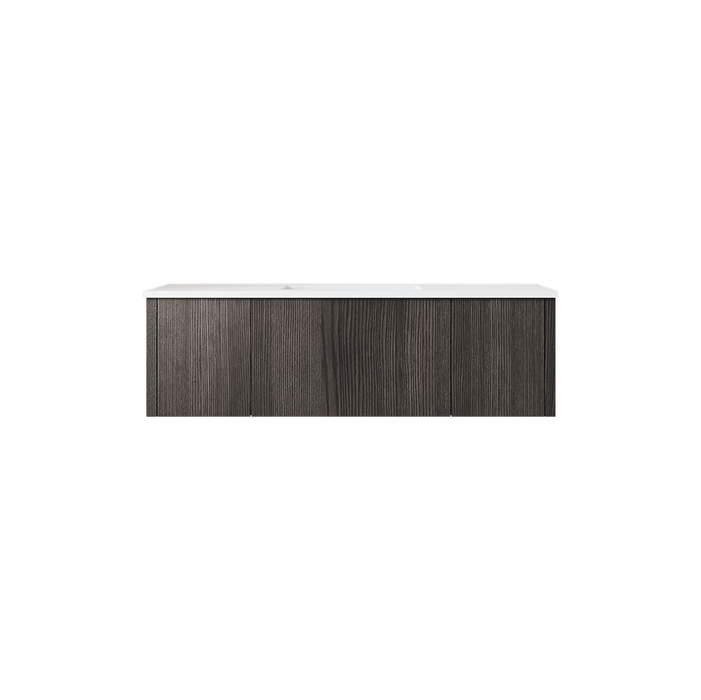 Laviva Legno 48" Carbon Oak Bathroom Vanity with Matte White VIVA Stone Solid Surface Countertop 313LGN-48CR-MW