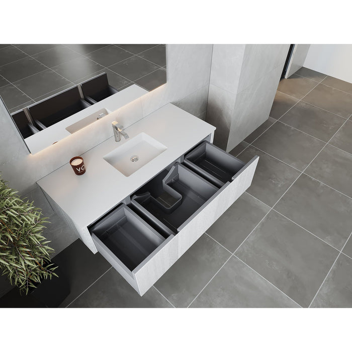 Laviva Legno 54" Alabaster White Bathroom Vanity with Matte White VIVA Stone Solid Surface Countertop 313LGN-54AW-MW