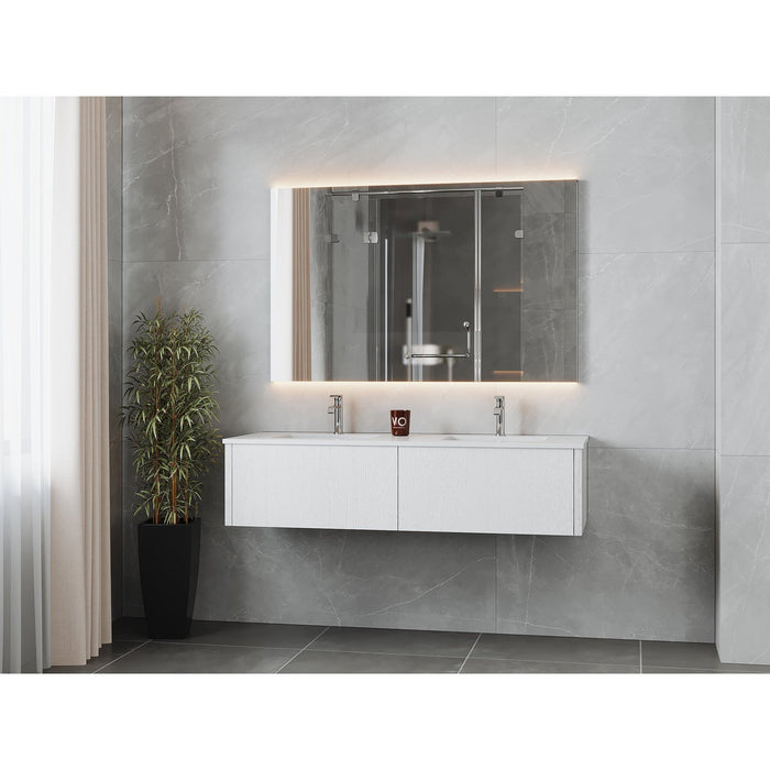 Laviva Legno 60" Alabaster White Double Sink Bathroom Vanity with Matte White VIVA Stone Solid Surface Countertop 313LGN-60DAW-MW