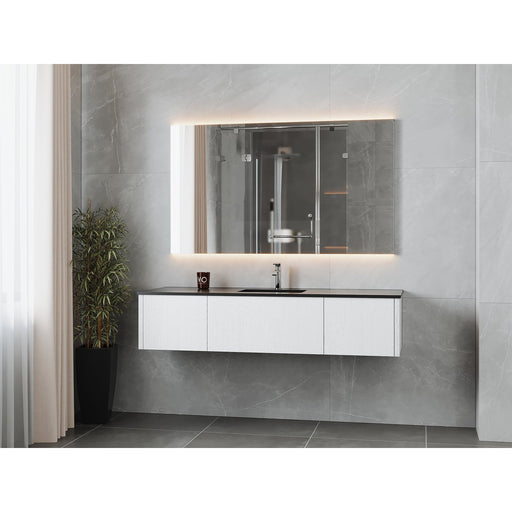 Laviva Legno 66" Alabaster White Bathroom Vanity with Matte Black VIVA Stone Solid Surface Countertop 313LGN-66AW-MB
