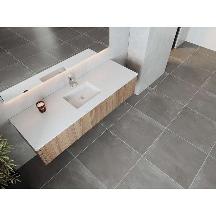 Laviva Legno 66" Weathered Grey Bathroom Vanity with Matte White VIVA Stone Solid Surface Countertop 313LGN-66WG-MW