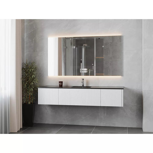 Laviva Legno 72" Alabaster White Single Sink Bathroom Vanity with Matte Black VIVA Stone Solid Surface Countertop 313LGN-72CAW-MB