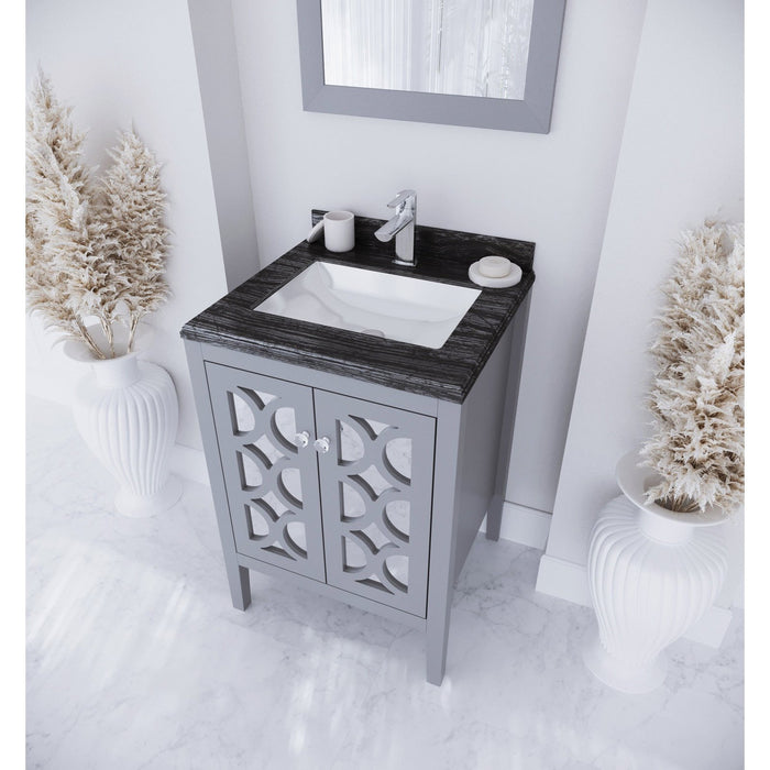 Laviva Mediterraneo 24" Grey Bathroom Vanity with Black Wood Marble Countertop 313MKSH-24G-BW