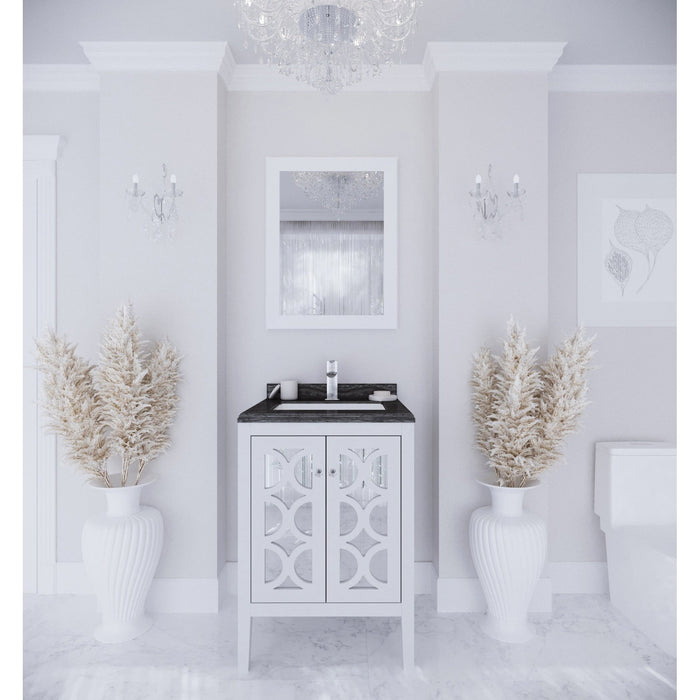 Laviva Mediterraneo 24" White Bathroom Vanity with Black Wood Marble Countertop 313MKSH-24W-BW