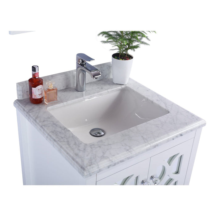 Laviva Mediterraneo 24" White Bathroom Vanity with White Carrara Marble Countertop 313MKSH-24W-WC