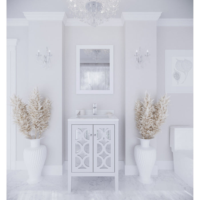 Laviva Mediterraneo 24" White Bathroom Vanity with White Quartz Countertop 313MKSH-24W-WQ