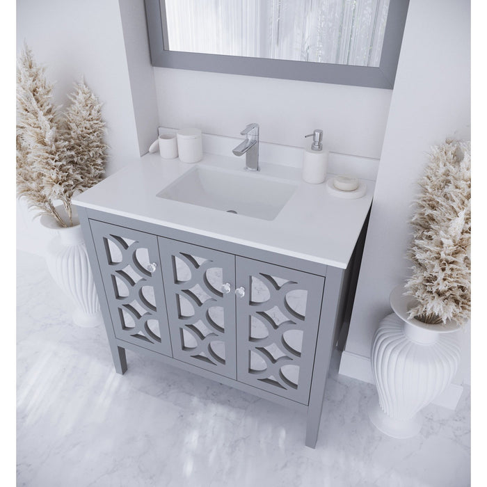Laviva Mediterraneo 36" Grey Bathroom Vanity with White Quartz Countertop 313MKSH-36G-WQ