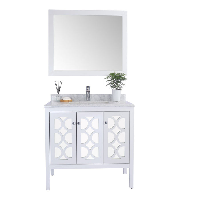 Laviva Mediterraneo 36" White Bathroom Vanity with White Carrara Marble Countertop 313MKSH-36W-WC