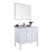 Laviva Mediterraneo 36" White Bathroom Vanity with White Stripes Marble Countertop 313MKSH-36W-WS