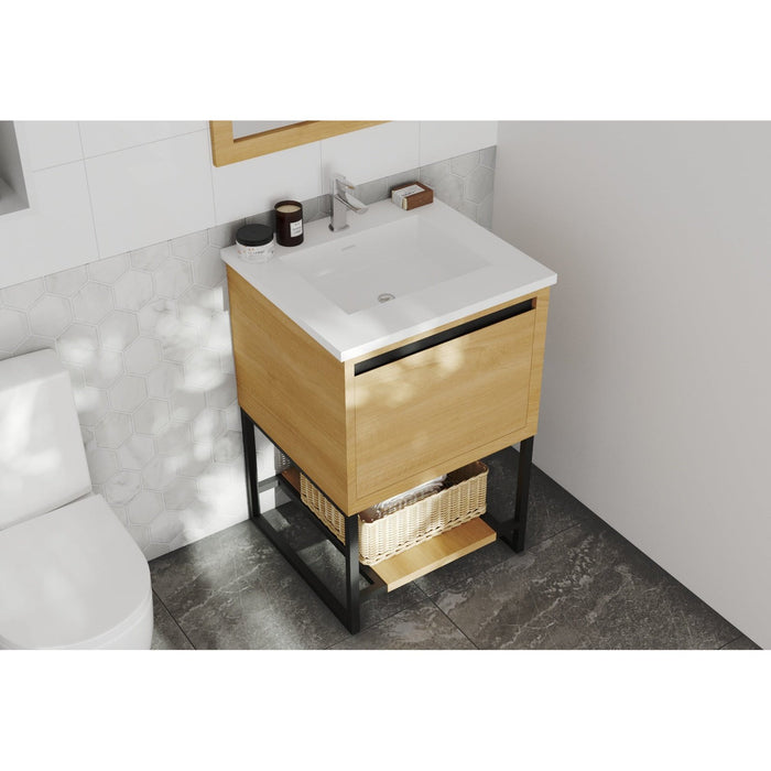 Laviva Alto 24" California White Oak Bathroom Vanity with Matte White VIVA Stone Solid Surface Countertop 313SMR-24CO-MW