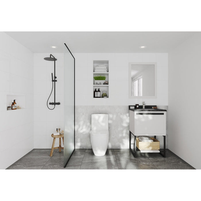 Laviva Alto 24" White Bathroom Vanity with Black Wood Marble Countertop 313SMR-24W-BW