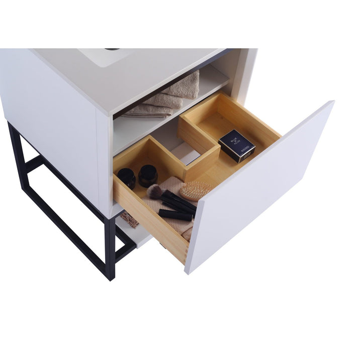 Laviva Alto 24" White Bathroom Vanity with Matte White VIVA Stone Solid Surface Countertop 313SMR-24W-MW