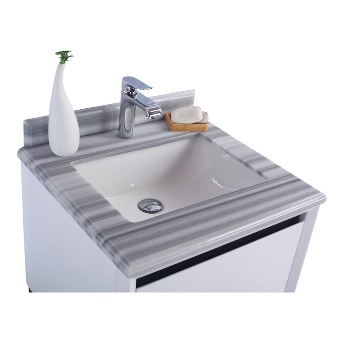 Laviva Alto 24" White Bathroom Vanity with White Stripes Marble Countertop 313SMR-24W-WS