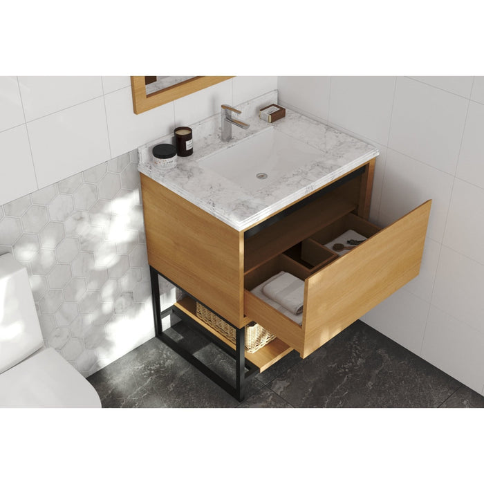 Laviva Alto 30" California White Oak Bathroom Vanity with White Carrara Marble Countertop 313SMR-30CO-WC