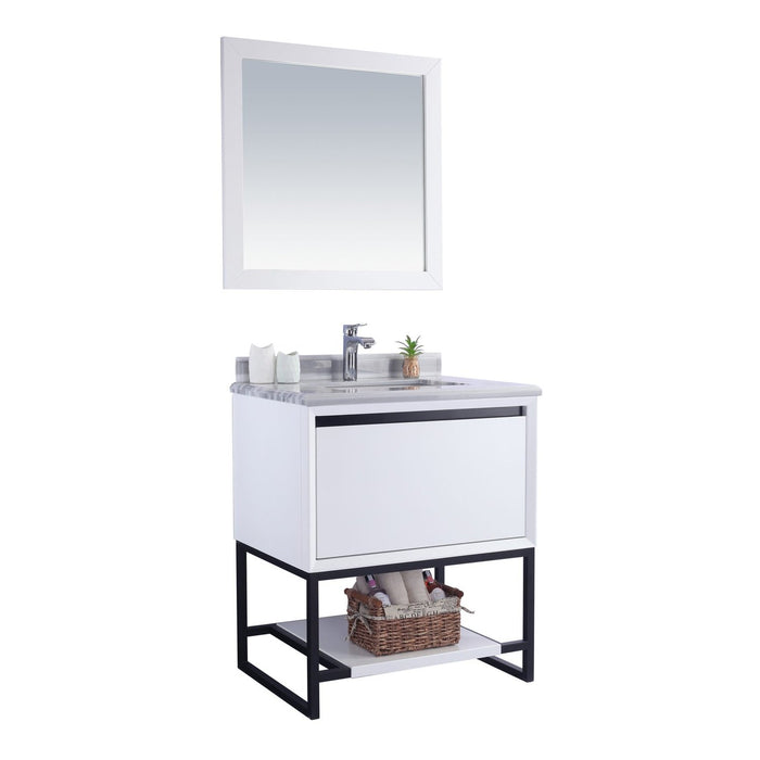 Laviva Alto 30" White Bathroom Vanity with White Stripes Marble Countertop 313SMR-30W-WS