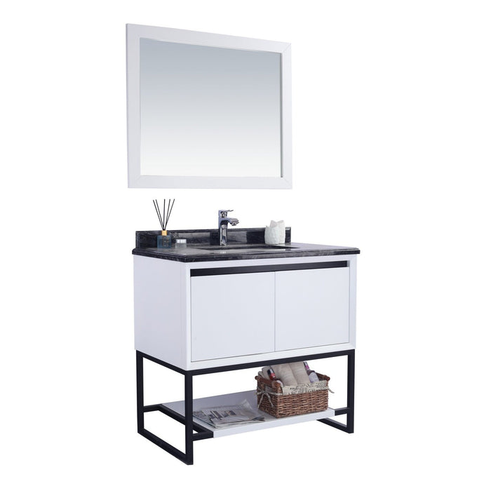 Laviva Alto 36" White Bathroom Vanity with Black Wood Marble Countertop 313SMR-36W-BW