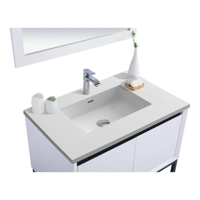 Laviva Alto 36" White Bathroom Vanity with Matte White VIVA Stone Solid Surface Countertop 313SMR-36W-MW