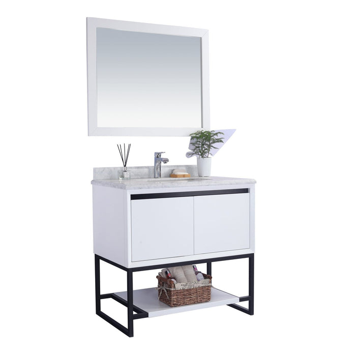 Laviva Alto 36" White Bathroom Vanity with White Carrara Marble Countertop 313SMR-36W-WC
