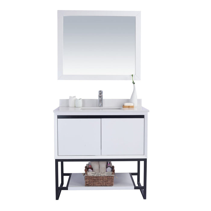 Laviva Alto 36" White Bathroom Vanity with White Quartz Countertop 313SMR-36W-WQ