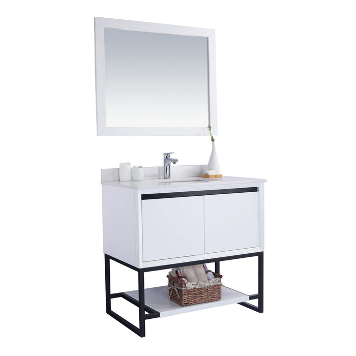 Laviva Alto 36" White Bathroom Vanity with White Quartz Countertop 313SMR-36W-WQ