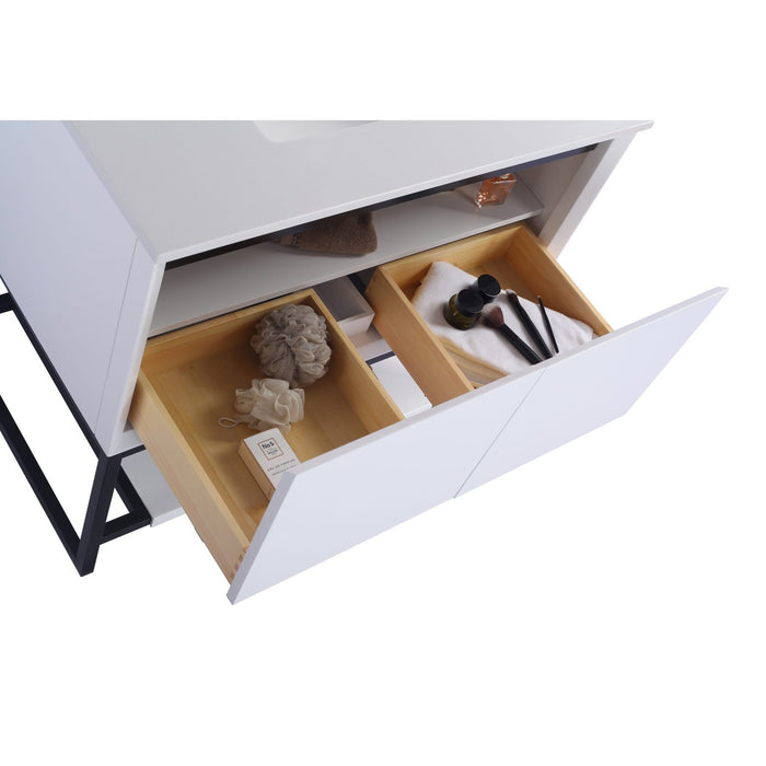 Laviva Alto 36" White Bathroom Vanity with White Stripes Marble Countertop 313SMR-36W-WS