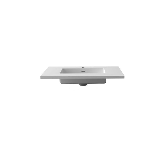 Laviva Forever VIVA Stone 30" Matte White Solid Surface Countertop with Integrated Sink 313SQ1HSS-30-MW