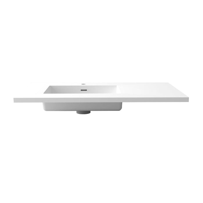 Laviva Forever VIVA Stone 36" Matte White Solid Surface Countertop with Left Offset Integrated Sink 313SQ1HSS-36L-MW