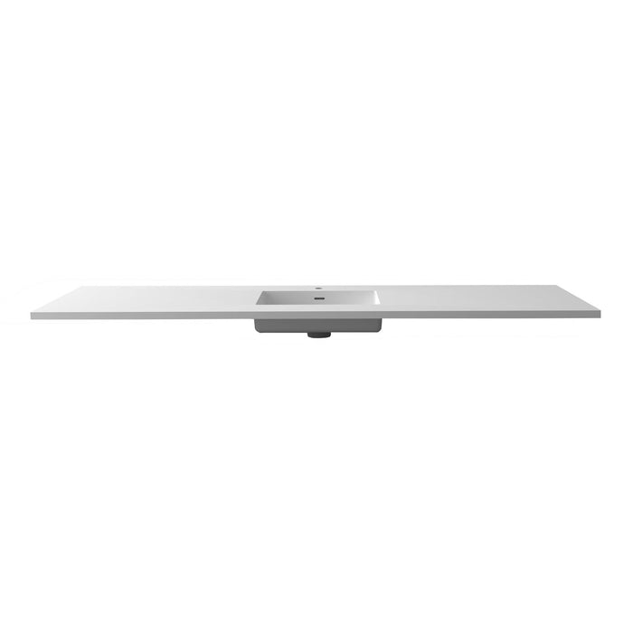 Laviva Forever VIVA Stone 72" Matte White Solid Surface Countertop with Single Integrated Sink 313SQ1HSS-72C-MW