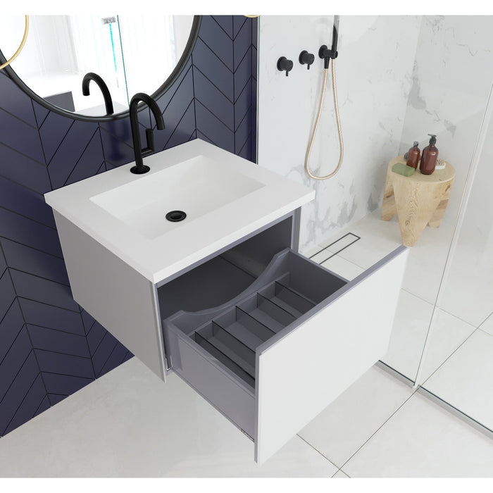 Laviva Vitri 24" Cloud White Bathroom Vanity with VIVA Stone Matte White Solid Surface Countertop 313VTR-24CW-MW