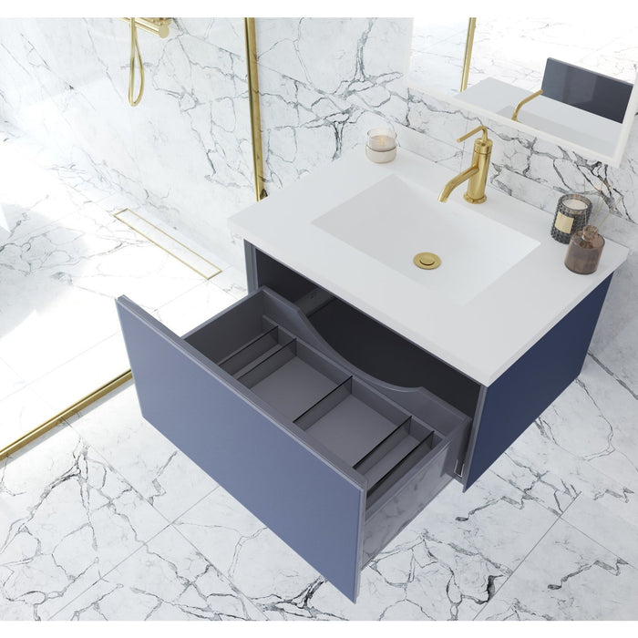 Laviva Vitri 30" Nautical Blue Bathroom Vanity with VIVA Stone Matte White Solid Surface Countertop 313VTR-30NB-MW