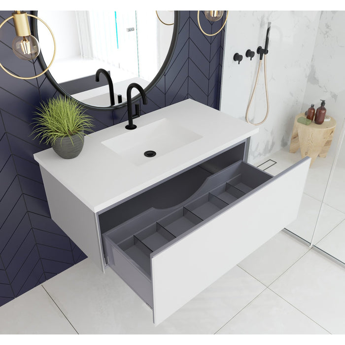 Laviva Vitri 42" Cloud White Bathroom Vanity with VIVA Stone Matte White Solid Surface Countertop 313VTR-42CW-MW