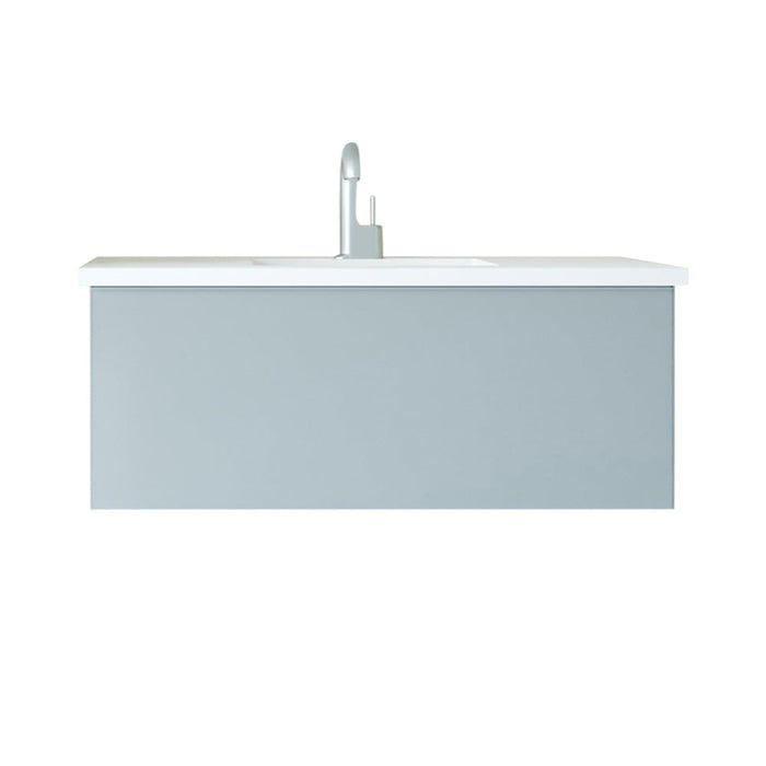 Laviva Vitri 42" Fossil Grey Bathroom Vanity with VIVA Stone Matte White Solid Surface Countertop 313VTR-42FG-MW