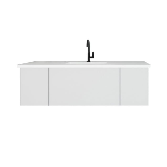Laviva Vitri 54" Cloud White Bathroom Vanity with VIVA Stone Matte White Solid Surface Countertop 313VTR-54CW-MW