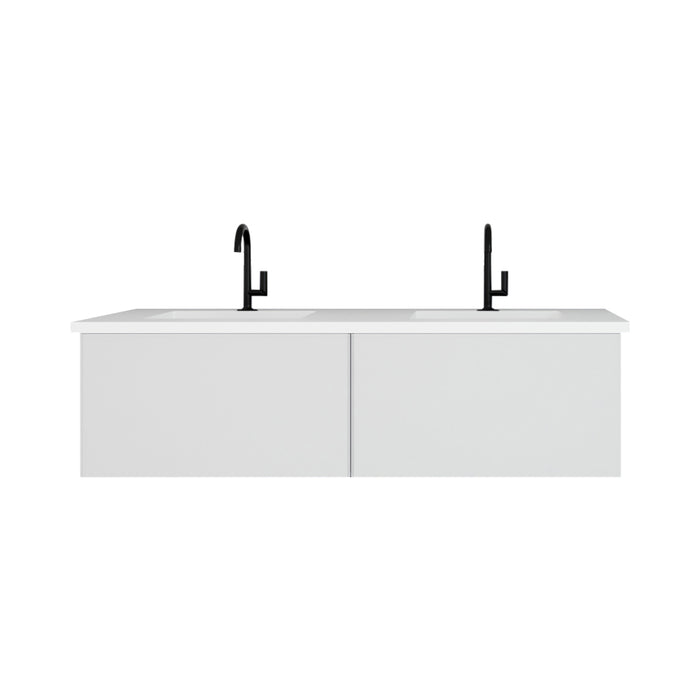 Laviva Vitri 60" Cloud White Double Sink Bathroom Vanity with VIVA Stone Matte White Solid Surface Countertop 313VTR-60DCW-MW
