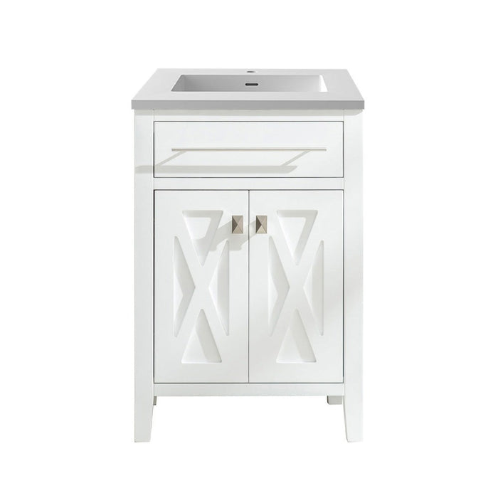 Laviva Wimbledon 24" White Bathroom Vanity with Matte White VIVA Stone Solid Surface Countertop 313YG319-24W-MW