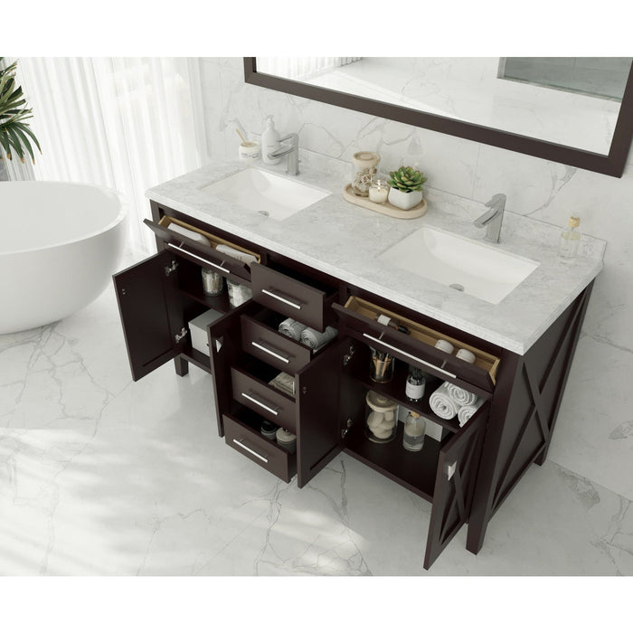 Laviva Wimbledon 60" Brown Double Sink Bathroom Vanity Cabinet 313YG319-60B