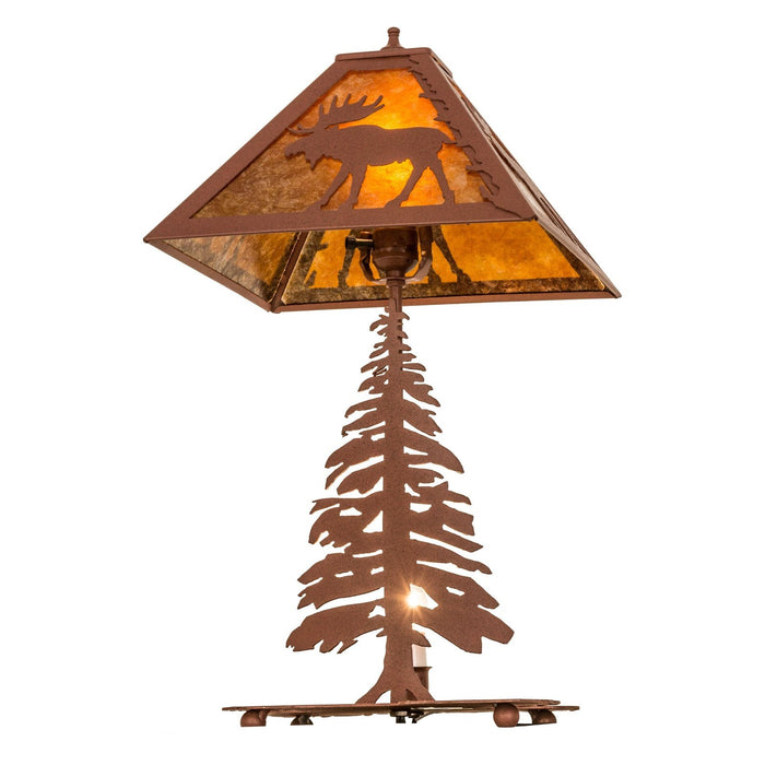 Meyda 21"H Lone Moose Tall Pines Table Lamp