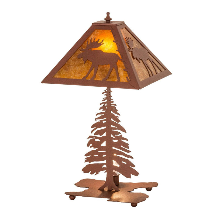 Meyda 21"H Lone Moose Tall Pines Table Lamp