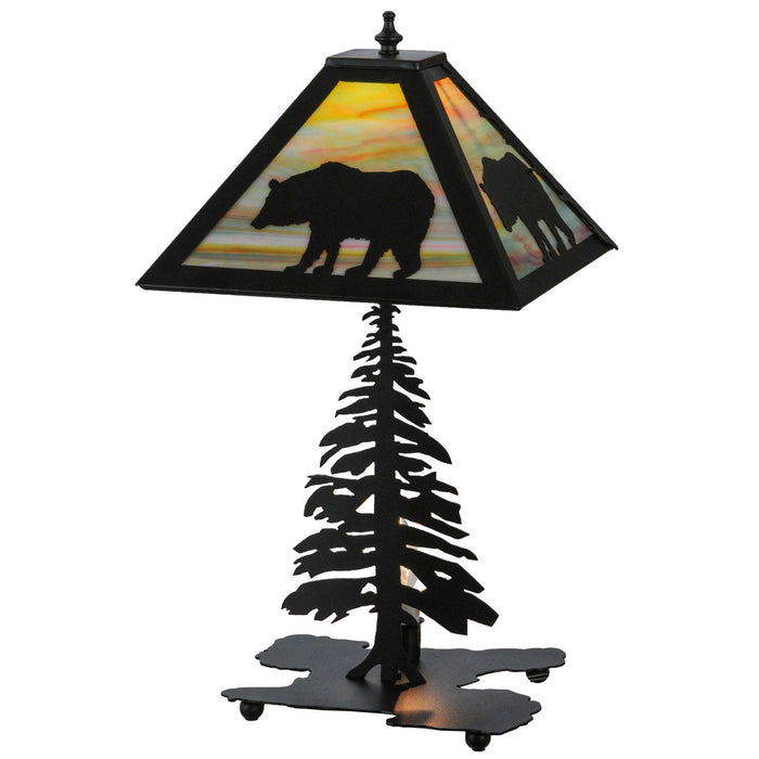 Meyda 21.5"H Lone Bear W/Lighted Base Table Lamp
